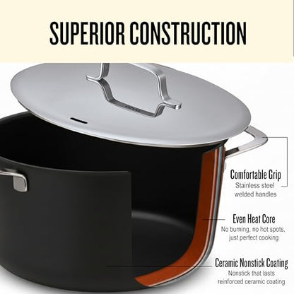 Alva Maestro 9-Piece Ceramic Nonstick Cookware Set – Free of PFAS, PTFE, & PFOA, Non-Toxic Pots & Pans + Lids – Induction & Oven Safe (400°F), Easy Clean Ceramic Coated Aluminum Kitchen Cookware Set