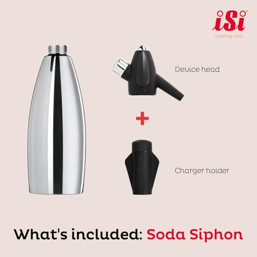 iSi North America Soda Siphon Classic Mesh Sodamaker for Making Carbonating Beverages, 1 Quart, Stainless Steel,Silver