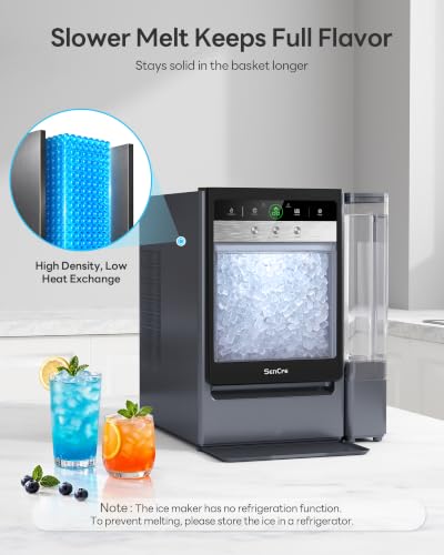 Nugget Ice Maker Countertop 60lbs/24H, 5-Min Ice Output, UV-C Purify