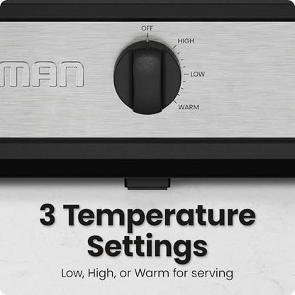 Chefman Triple Slow Cooker & Food Warmer, Three Crock Slowcooker with 2.5 Qt. Ceramic Crocks, 7.5-Quart Total Capacity, PFAS-Free, Three Temperature Settings, Dishwasher-Safe Parts – Stainless Steel