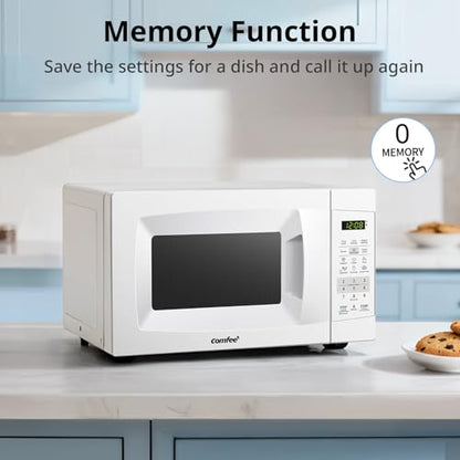 COMFEE' Countertop Microwave Oven, 0.7 Cu.Ft, 700W,Pearl White, ECO Mode