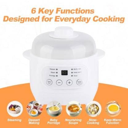 Natudeco 1l Electric Stew Pot Slow Cookers Mini Electric Stew Cooker