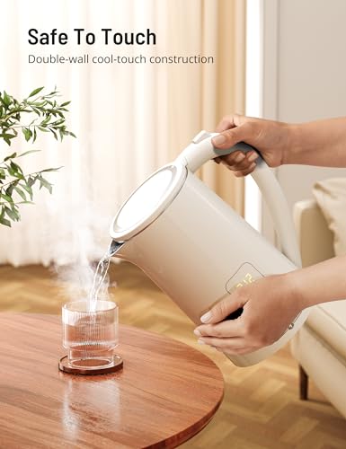 Electric Kettle Temperature Control, 1.7L Large Electric Tea Kettle, 4H Keep Warm Hot Water Boiler with 6 Presets, LED Screen Electric Kettles for Boiling Water, Boil-Dry Protection, BPA Free