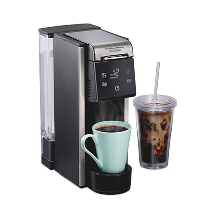 Hamilton Beach FlexBrew Advanced 4-in-1 Single Serve Hot & Iced Coffee Maker with Removable 45 oz. Water Reservoir, Use Pod Packs and Grounds, Fast Brewing, Black (49925)