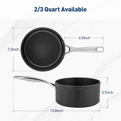 Duxtop Pro Nonstick Sauce Pan, Hard Anodized 2 Quart Saucepan with Glass Lid, Kitchen Cooking Pot for Easy Cleanup, Dishwasher & Oven Safe, Compatible with All Cooktops