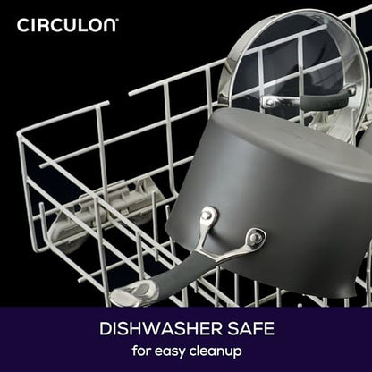 Circulon Radiance Hard-Anodized Nonstick Cookware Set, Kitchen Pots and Pans Set, 10-Piece, Gray