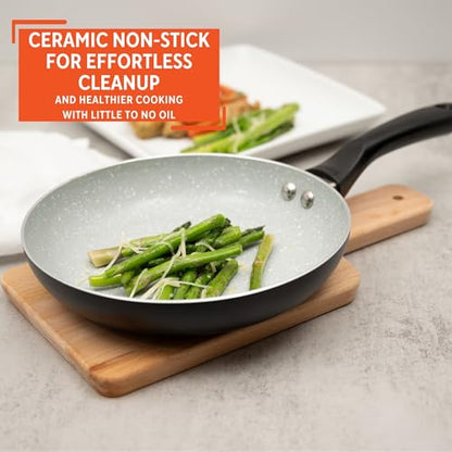 IMUSA 8" Premier Ceramic Nonstick Fry Pan with Cool Touch Handle, Matte Black