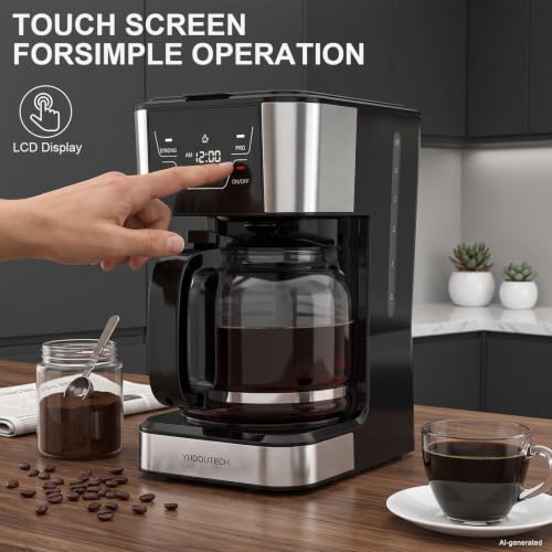 12-Cup Touchscreen Drip Coffee Maker,Programmable coffee machine with Timer