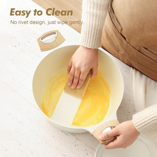 SENSARTE Ceramic Nonstick Stock Pot with Lid, 2.6/4.5/6.6/8.5/11 QT Soup Pot Casserole Pot, Non-toxic Healthy Pasta Pot, Large Cooking Pot Stew Pot, Induction Compatible, PFOA PFAS PTFE Free, White