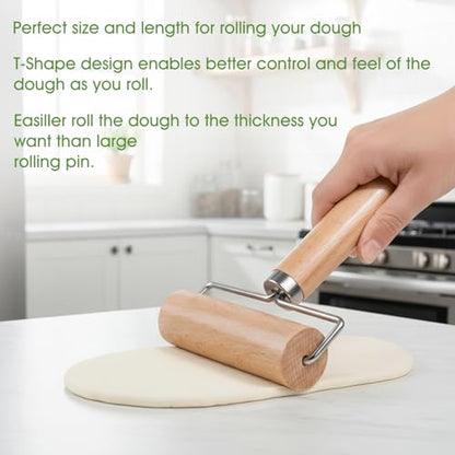 LorisArm Small Rolling Pin with Handle, Wooden Dough Pastry Roller, Non-Stick Pizza Rollers, mini Dough Wood Roller for Home Kitchen Baking Cooking