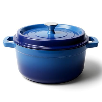 7 Quart Dutch Oven Pot with Lid, Non Stick Enameled Cast Iron Dutch Oven for Bread Baking, Heavy-Duty, Oven Safe Ceramic Cookware Up to 500°F for Baking, Braising, Stews, Roasting, Blue