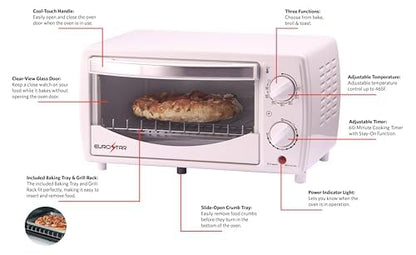 EUROSTAR TO902W 4-Slice Toaster Oven Broiler, White