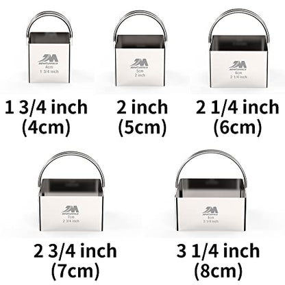 M JINGMEI Square Biscuit Cutter Set 1.75inch 2inch 2.25inch 2.75inch 3.25inch, Stainless Steel Cookies Cutter with Handle, Professional Baking Dough Tools,5pcs set GIFT PACKAGE