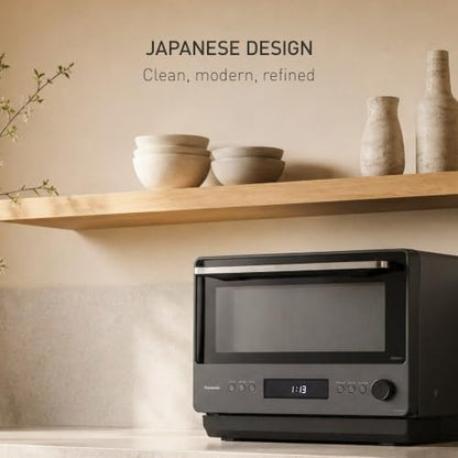 Panasonic Japanese Microwave, 1.0 cu. ft. 1200W Clean Design Flatbed Countertop Microwave Oven with Genius Sensor 2.0 One-Touch Cooking and Reheating, Inverter Technology, Auto Defrost – NN-SF57RM