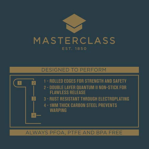 MasterClass Baking Sheet with PTFE, PFOA and BPA Free Non Stick, Robust 1mm Thick Carbon Steel, 35 x 28cm