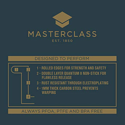 MasterClass Baking Sheet with PTFE, PFOA and BPA Free Non Stick, Robust 1mm Thick Carbon Steel, 35 x 28cm