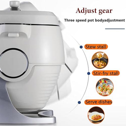 Automatic Cooking Machine, 2000W 6L auto Cooking Wok Fried Rice Machine,One-Click Smart Start, Three Speed Adjustable,360 ° Automatic Rotation, for Stir Frying,Stewing,Cooking(220V)