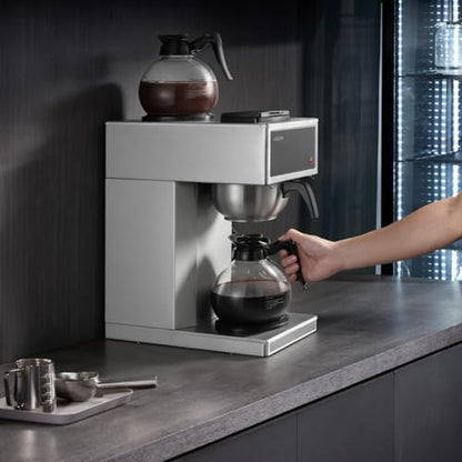 VEVOR Commercial Drip Coffee Maker, 12 Cups Coffee-Maker Machine with 2 Glass Carafes and 2 Decanter Warmer Plates, Stainless Steel Drip Style Coffee Brewer, for Restaurant, Office, Coffee Shop & Home
