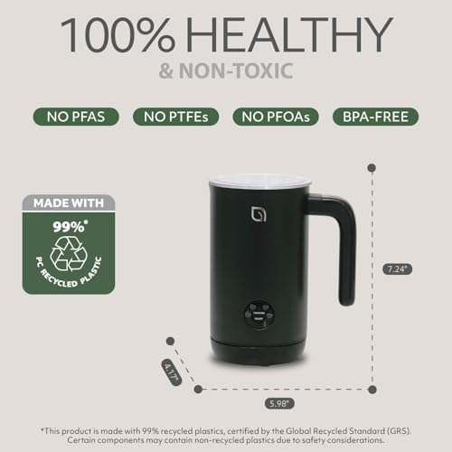 WILLOW Eco Series Milk Frother, 4 in 1 Milk Steamer, One Button Operation Hot and Cold Foam Maker 8.12oz/240ml Milk Warmer for Coffee & Latte, Made from 99% Recycled Plastics, 100% Non-Toxic