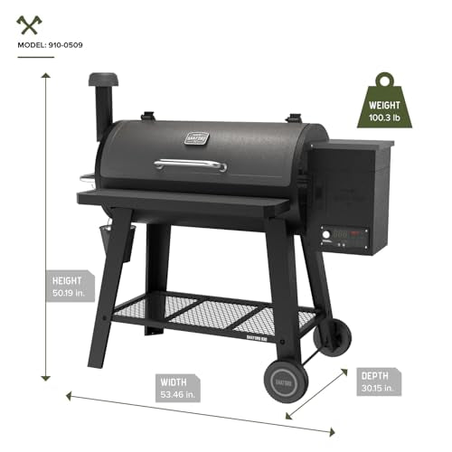 Oakford 930 Wood Pellet Grill with 930 SQ In Cooking Area, Steel Wire Grates, I-Site View Indicator, Heavy Duty Pellet Smoker Grill with Bluetooth Connectivity - 910-0509