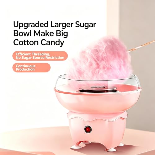 Mini Cotton Candy Maker Machine, Cotton Candy Machine with Paper Sticks & Sugar Scoop, Portable Candy Floss Maker for Birthday Party