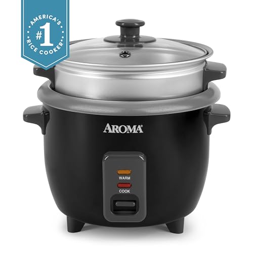 Aroma Housewares ARC-363-1NGB 3 Uncooked/6 Cups Cooked Rice Cooker, Steamer, Multicooker, 2-6 cups, Black