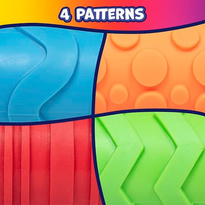READY 2 LEARN Paint and Dough Texture Rollers | Set of 4 | Patterned Rolling Pins for Kids | Play Dough Accessories and Art Tools