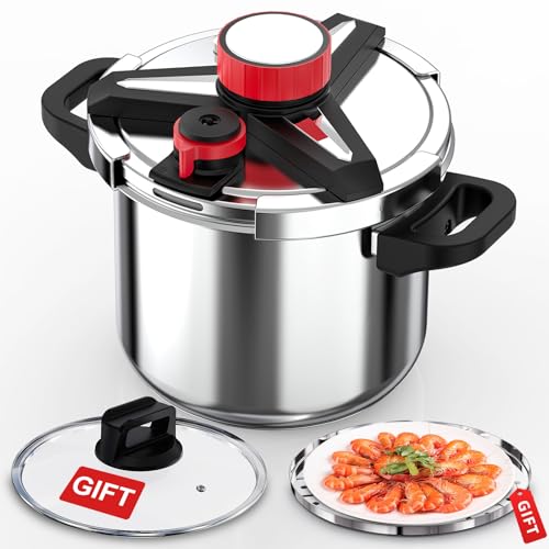 [3-IN-1] 18/8 Stainless Steel Pressure Cooker 8 Quart [Save 70% of time ]