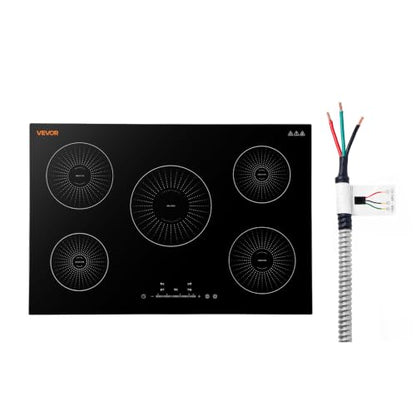 VEVOR Induction Cooktop 30In 5 Burners, Built-in Magnetic Stove, Induction Stove, Touch Control, 9 Power Levels, Ceramic Glass, Child Lock, 9200W, 220V