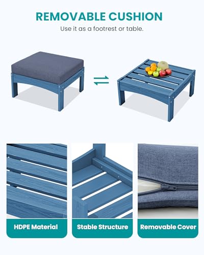 SERWALL 9 Pieces Patio Conversation Set, Outdoor Sectional Sofas, Blue