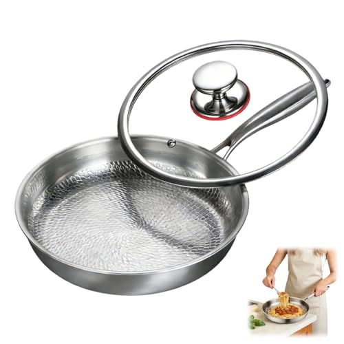 FUTARRIO Titanium Pan, Frying Pan with Lid for Cooking Non Stick, Plateful Titanium Pans for Gas, Electric & Induction Cooktops (9in)