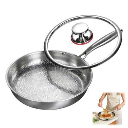 FUTARRIO Titanium Pan, Frying Pan with Lid for Cooking Non Stick, Plateful Titanium Pans for Gas, Electric & Induction Cooktops (9in)