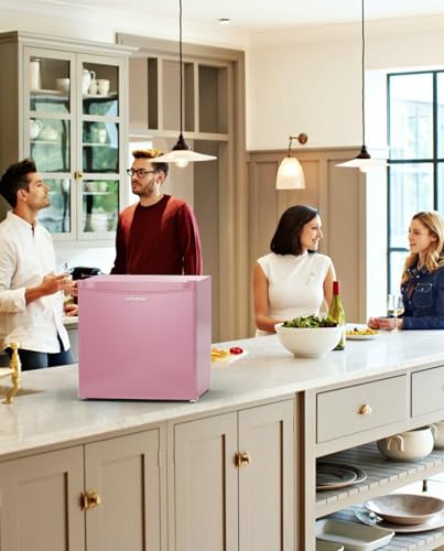 Upstreman 1.7 Cu.ft Mini Fridge with Freezer, Pink-FR17