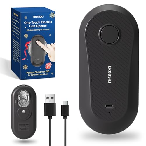EROBSKJ Electric Can Opener, Rechargeable Can Openers for Seniors & Arthritis, One-Touch Automatic Can Opener, Hands-Free, Smooth Edge, Compact, Kitchen Gadgets