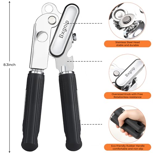 Bxgnip Manual Can Opener Heavy Duty Stainless Steel Smooth Edge with Magnet
