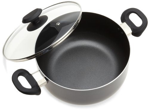 Ecolution Elements 8 Piece Nonstick Cookware Set, PFOA Free, Tempered Glass Steam Vented Lids, Grey