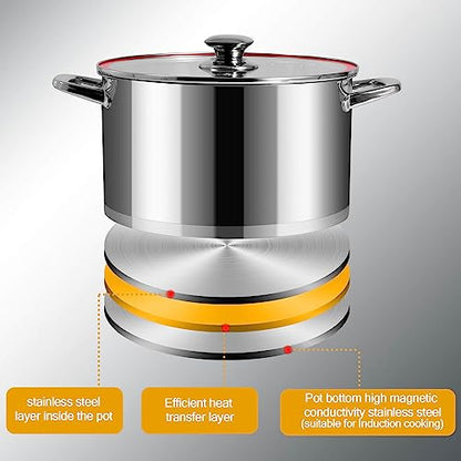 10-Quart Stainless Steel Soup Pot with Lid, Induction Compatible Cookware for Pasta, Stews, and Boiling - Dishwasher Safe Kitchen Essential