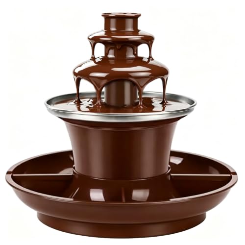 3-Tier Chocolate Fountain with Serving Tray, Chocolate Fondue Fountain for Christmas Party, Multi-Tier Fondue Fountain, Electric Chocolate Fountain for Christmas Holiday & Family Gatherings