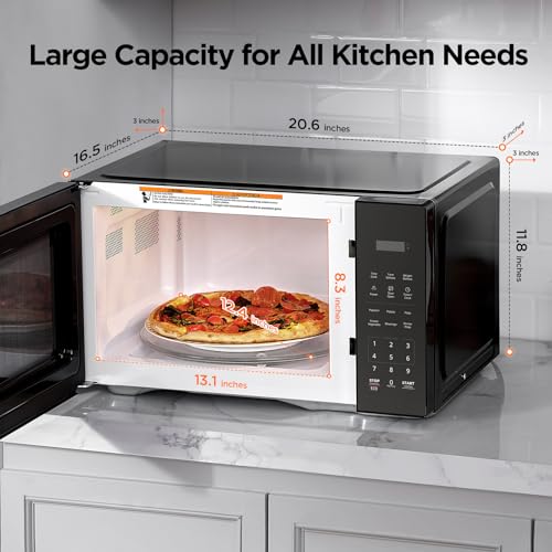 BLACK+DECKER EM0P04P11 Countertop Microwave Oven, 1.1 Cu Ft, 1000W with 6 One-Touch Presets, Express Cooking, 10 Power Levels, and Child Safety Lock, Black