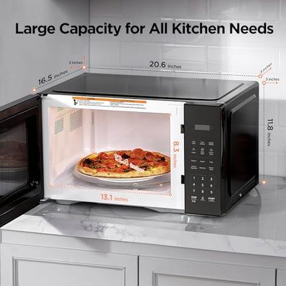 BLACK+DECKER EM0P04P11 Countertop Microwave Oven, 1.1 Cu Ft, 1000W with 6 One-Touch Presets, Express Cooking, 10 Power Levels, and Child Safety Lock, Black