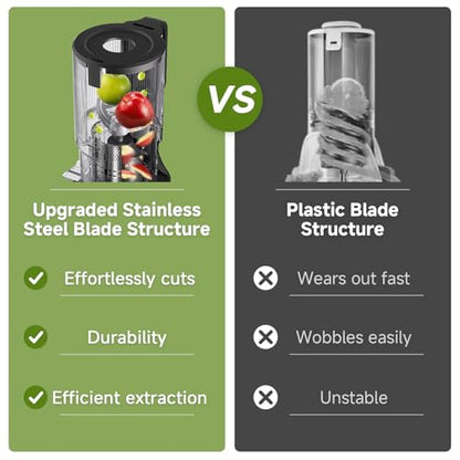 Cold Press Juicer Machine, 5.4" Wide Self-Feeding Chute for Whole Fruits & Vegetables, Masticating Juice Extractor with Large Auger & Triple Strainers, High Juice Yield, Easy to Clean