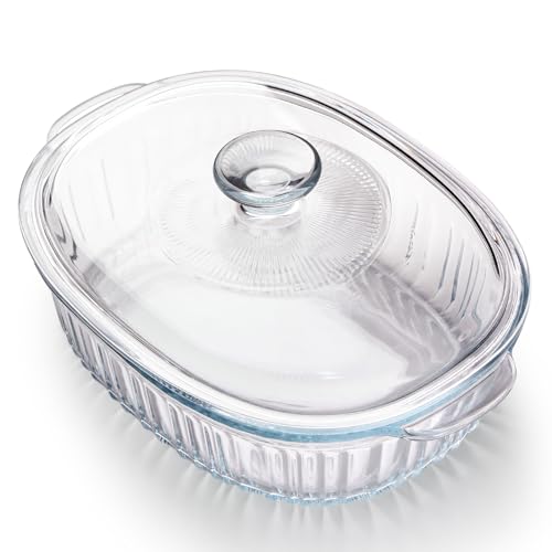 NUTRIUPS Glass Casserole Dish with Glass Lid, Borosilicate Glass,Casserole Dish for Oven, Baking Dish with Lid (3QT)
