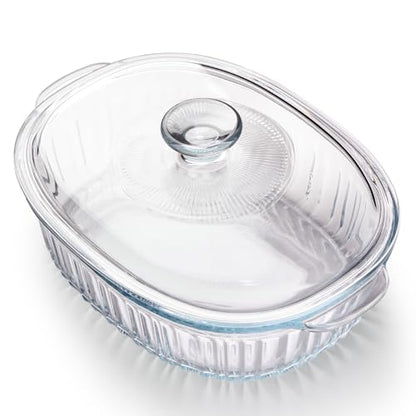 NUTRIUPS Glass Casserole Dish with Glass Lid, Borosilicate Glass,Casserole Dish for Oven, Baking Dish with Lid (3QT)
