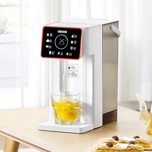 VEVOR Instant Hot Water Dispenser, Countertop Boiling Water Dispenser with Adjustable 6 Temperatures & 7 Water Volumes, 101oz Removable Water Tank, Quick Heating with Touchscreen & Child Lock for Home