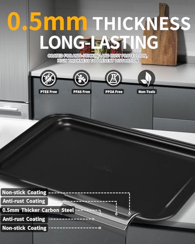 Ymiton Nonstick Baking Pans Set, 19 PCS Stackable Bakeware Sets, Oven Pan Set Includes Baking Tray, Cookie Sheet, Cake Pans, Loaf Pan, Muffin Pan, Silicone Cups