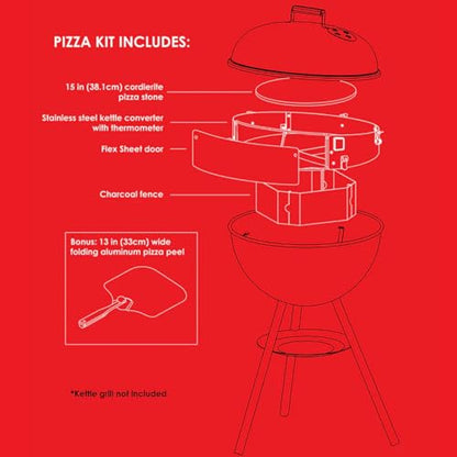 Pizzacraft PC7001 PizzaQue Deluxe Outdoor Pizza Oven Kettle Grill Conversion Kit, Silver, 18''/22.5''