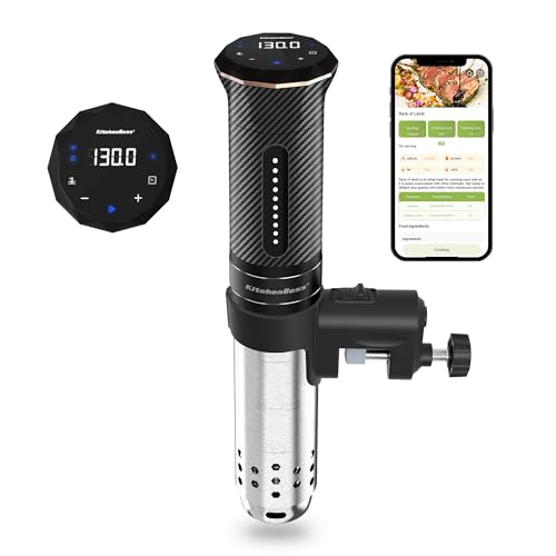 KitchenBoss Wifi Sous Vide Cooker: Ultra-quiet Sous Vide Machine Immersion Circulator APP Control, IPX7 Waterproof All-stainless Steel 1100W Sous Vide Precision Cooker Fast-Heating, Carbon Black