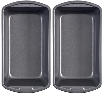 GoodCook Nonstick Loaf Pan 9 x 5-Inch Heavy-Duty Steel Bakeware with Easy-Clean Non-Stick Coating, Oven & Dishwasher Safe Pan for Meatloaf Breads Lasagnas Casseroles & More, Set of 2, Gray