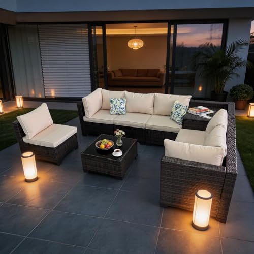Xiacare 8 Pieces Patio Furniture Set with Storage, Outdoor Sectional Sofas