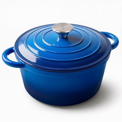 Miereirl 4.5 Quart Enameled Dutch Oven Pot with Lid, Cast Iron Dutch Oven with Dual Handles for Bread Baking, Cooking, Non-stick Enamel Coated Cookware (Dark Blue)